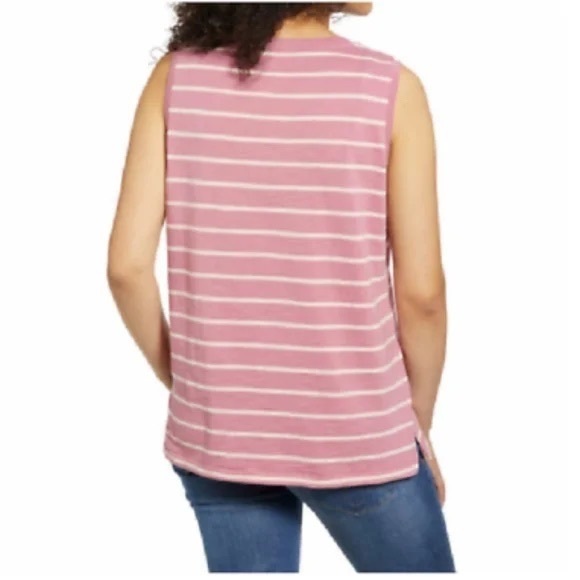 NAUTICA Women's Basic Knit Sleeveless Tank Top - Rose Stripe NWT - Picture 2 of 2